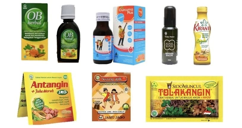 Produk jamu dan obat herbal Indonesia: OB Herbal, Curcuma Plus, Kutus Kutus, Kiranti, Antangin, Buyung Upik, dan Tolak Angin