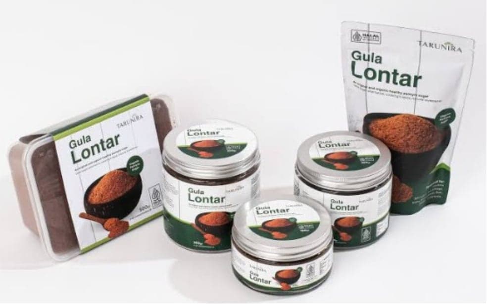 Gula lontar dalam toples dan kemasan — produk hayati olahan
